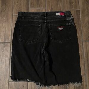 Tommy Hilfiger black distressed denim shorts